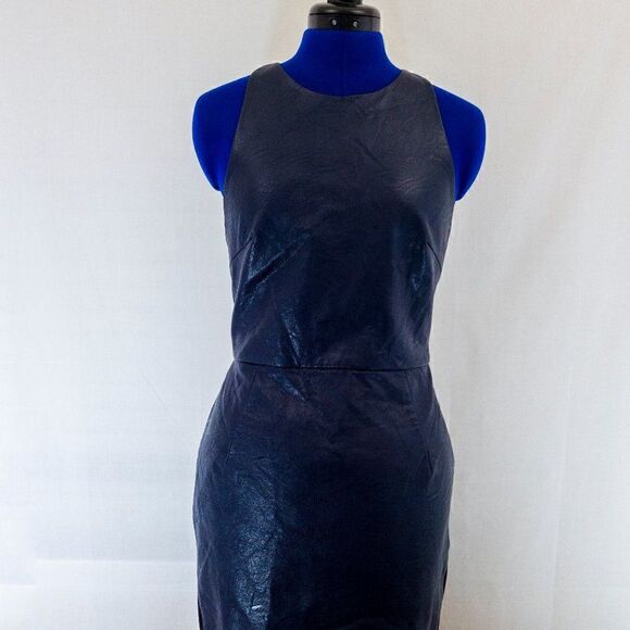 ABS Allen Schwartz Vegan Leather Dress w/ Back Cut - Picture 1 of 12